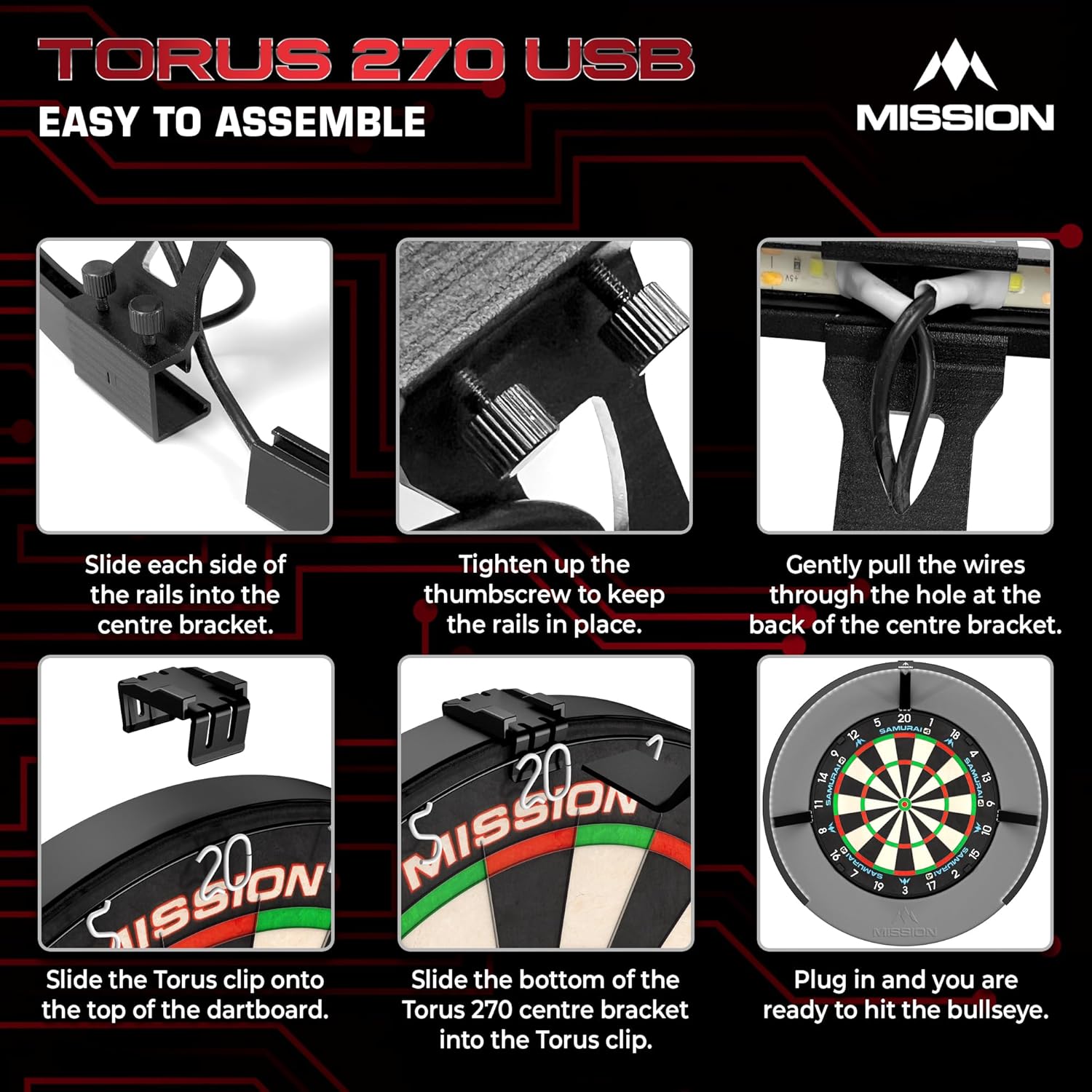 Dart Board LED Light 270 Degree Shadow Free Clip On System