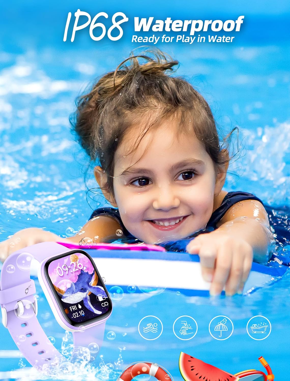 Kids Smart Watch Purple Fitness Tracker Heart Rate Sleep