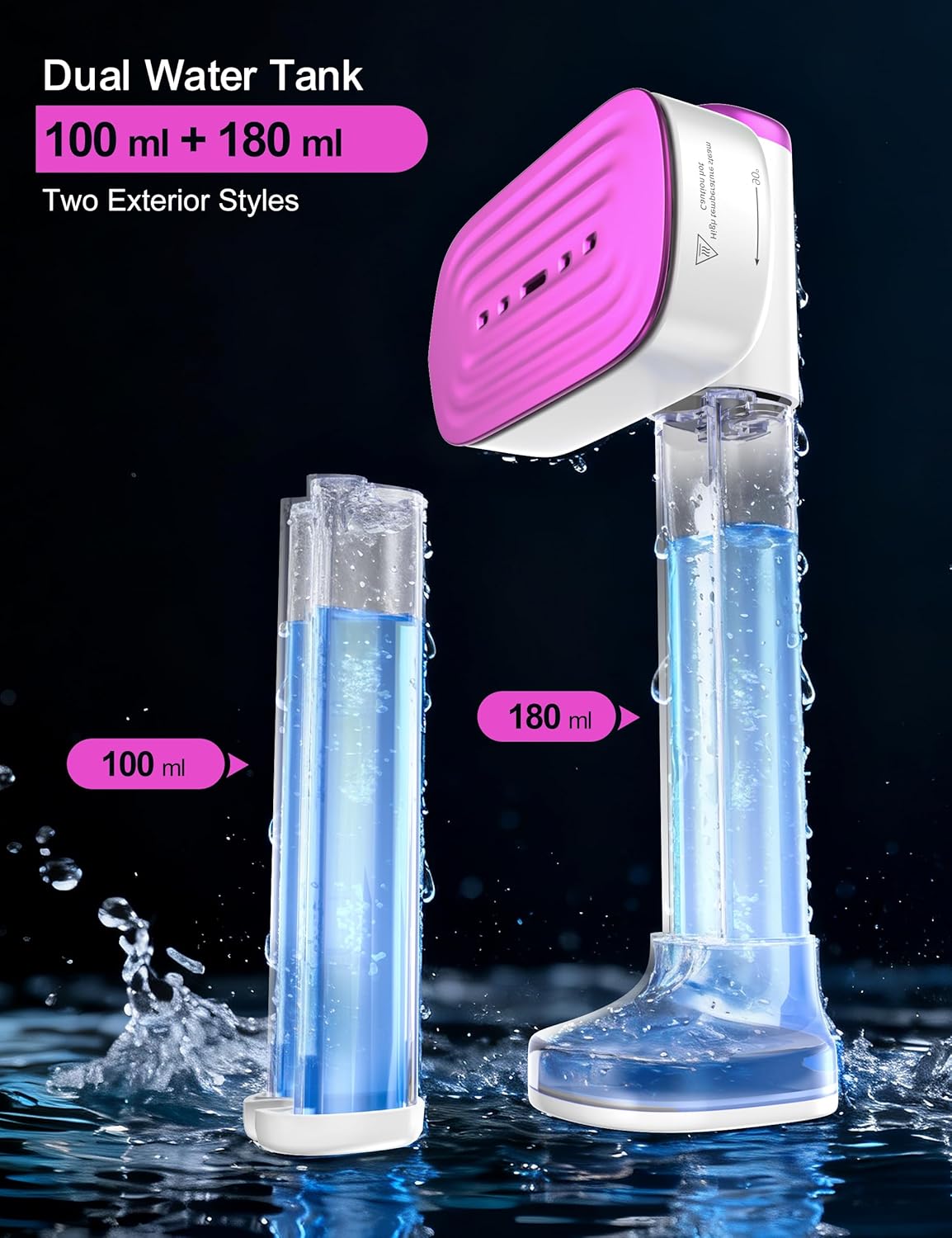 2-in-1 Clothes Steamer 1200W Fast Heat LED Display Travel Iron