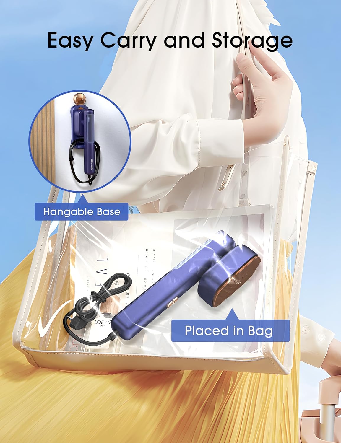 Handheld Garment Steamer Travel Iron 2 In 1 Fast Heat Wrinkle Remover