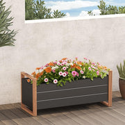 Metal Raised Garden Planter Bed 100cm Green with Drainage