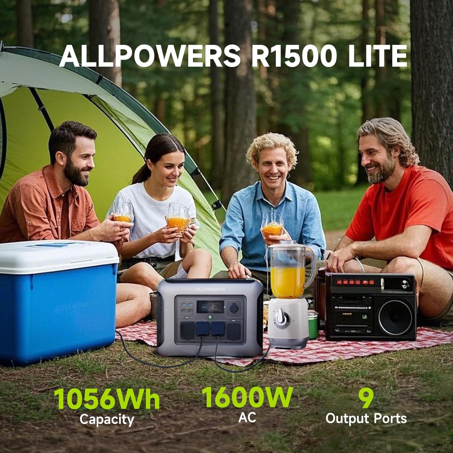 1600W Portable Power Station 1056Wh Solar Generator 200W Panel
