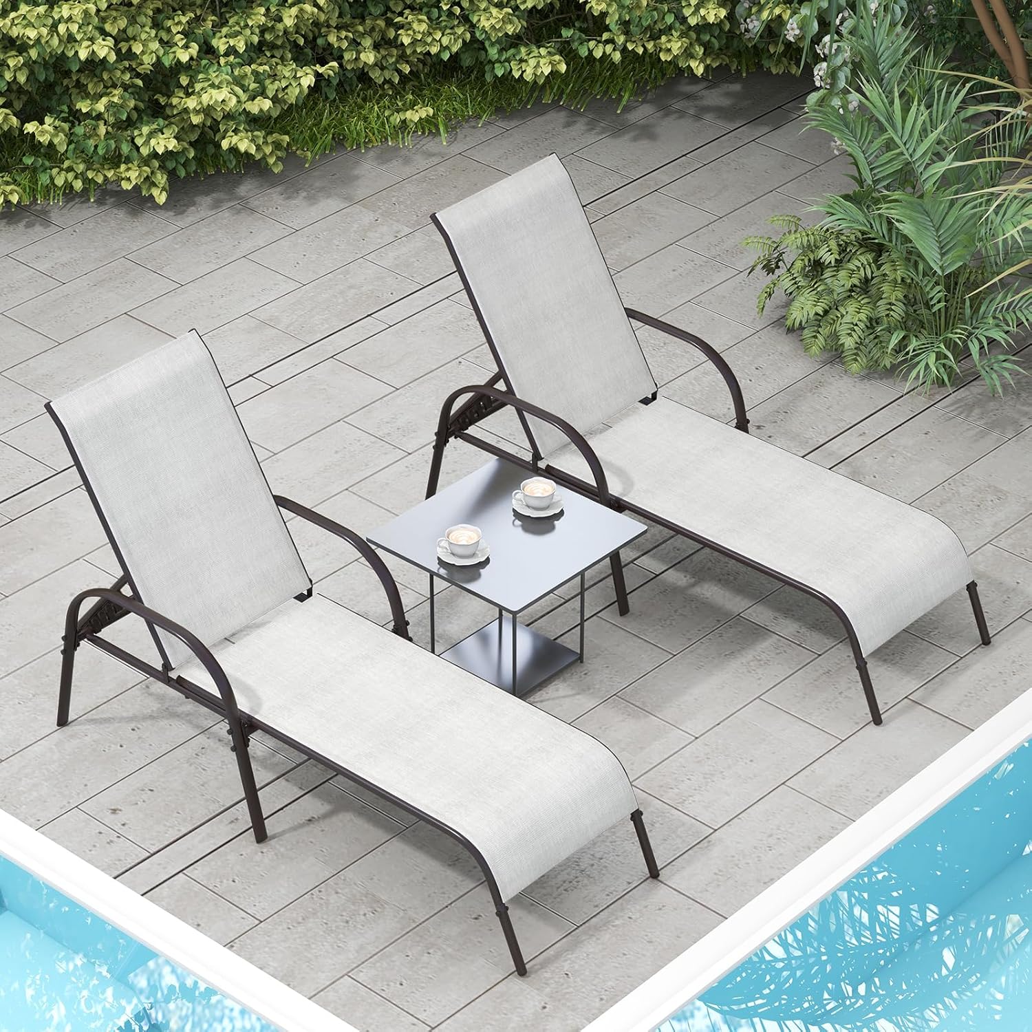 Garden Sun Lounger 5 Position Recliner Chair Grey