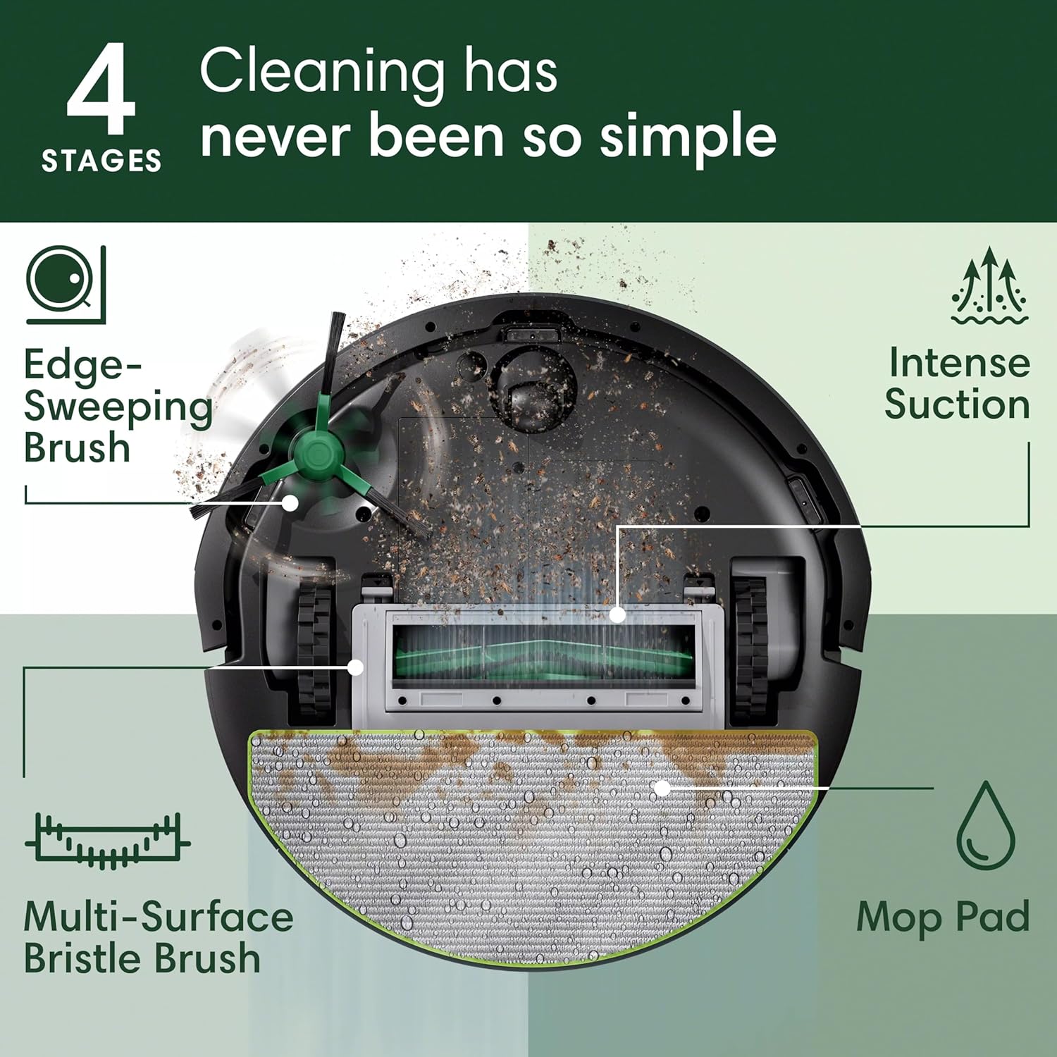 Robot Vacuum Mop Combo LiDAR Mapping WiFi Smart Auto Clean Black
