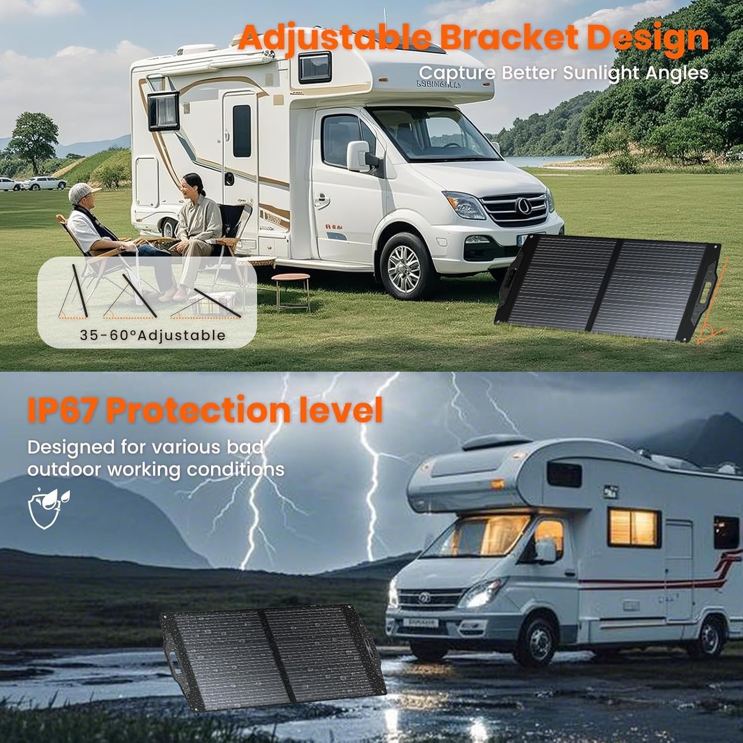 100W Foldable Solar Panel USB C DC Portable Charger Camping