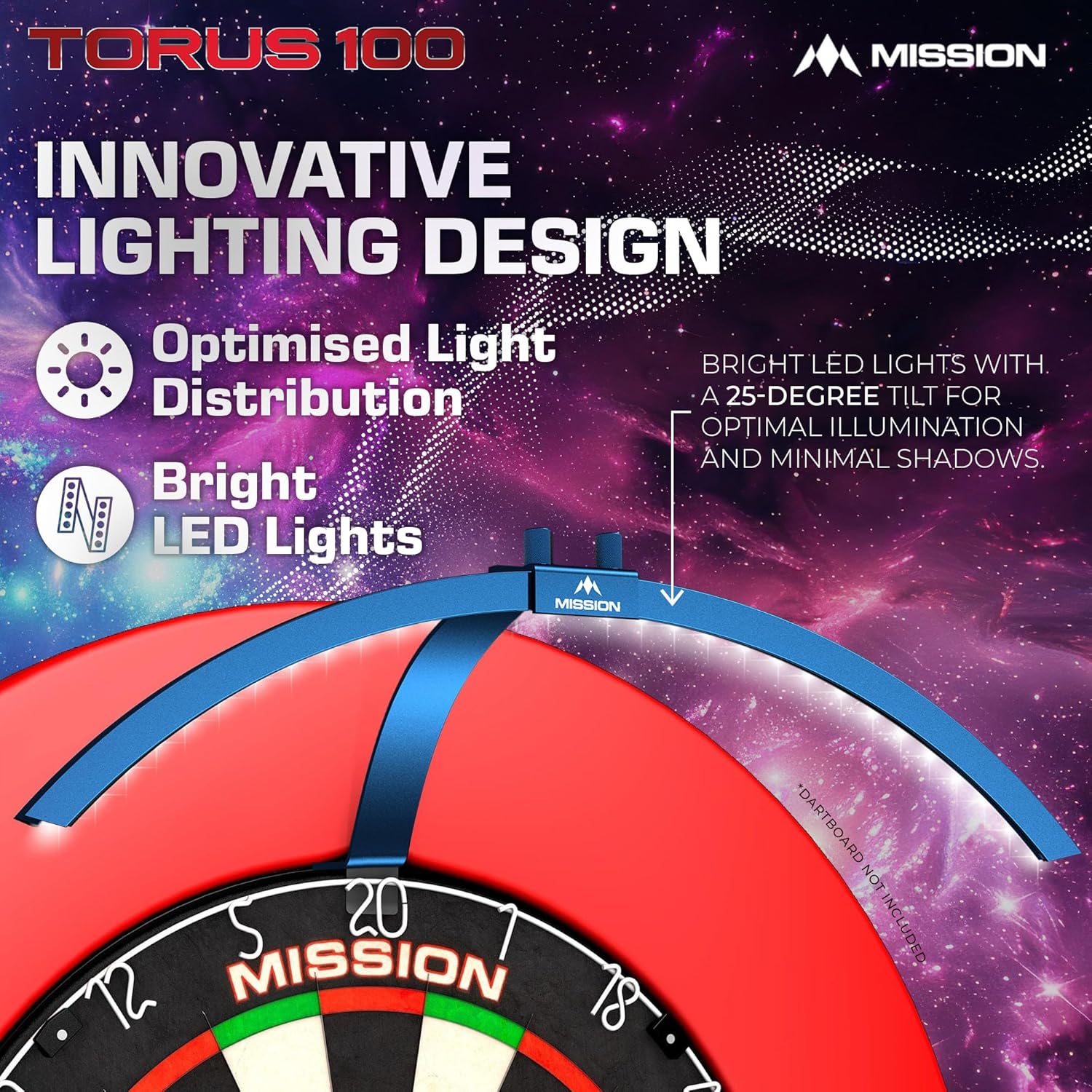 Portable Dartboard LED Light Folding Clip On Travel Lighting