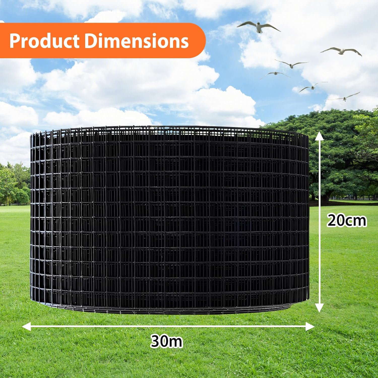 20CM x 30M Solar Panel Bird Mesh Proofing Kit Black