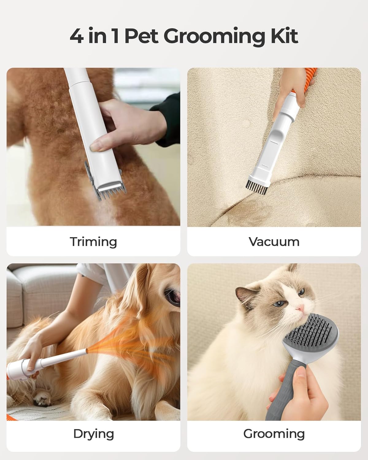 Dog Grooming Vacuum Kit 13KPa Dryer Clippers Set