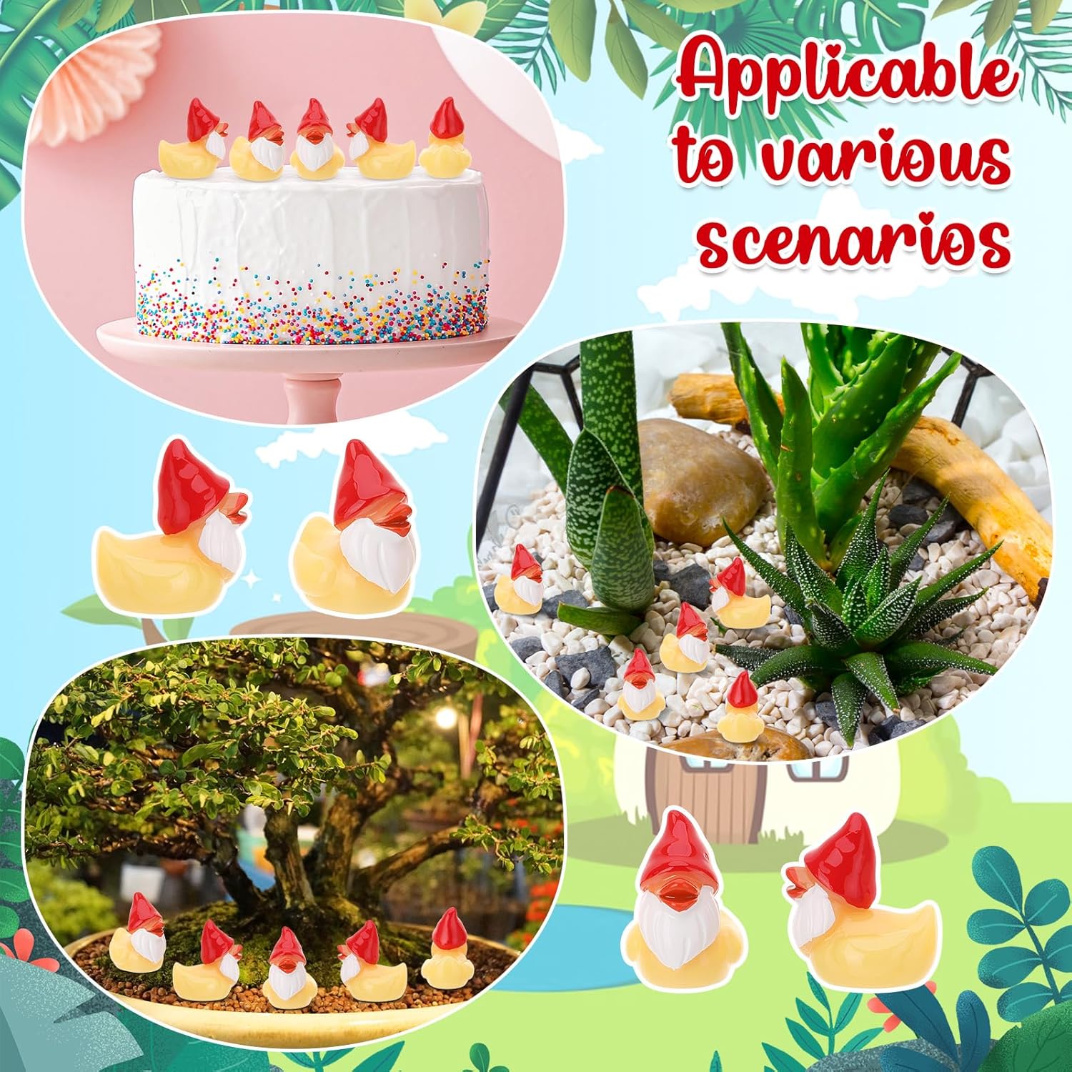 50PCS Mini Resin Gnome Figurines Fairy Garden Aquarium Decor