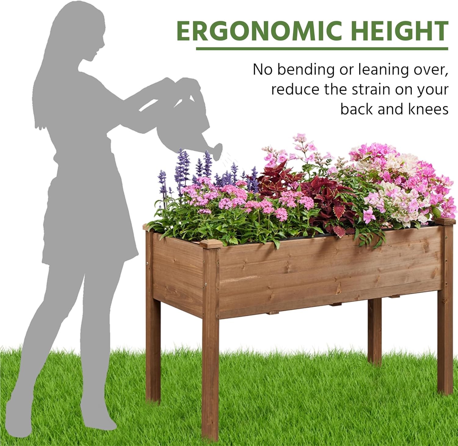 Raised Wooden Garden Bed Set of 2 Elevated Planter 120cm