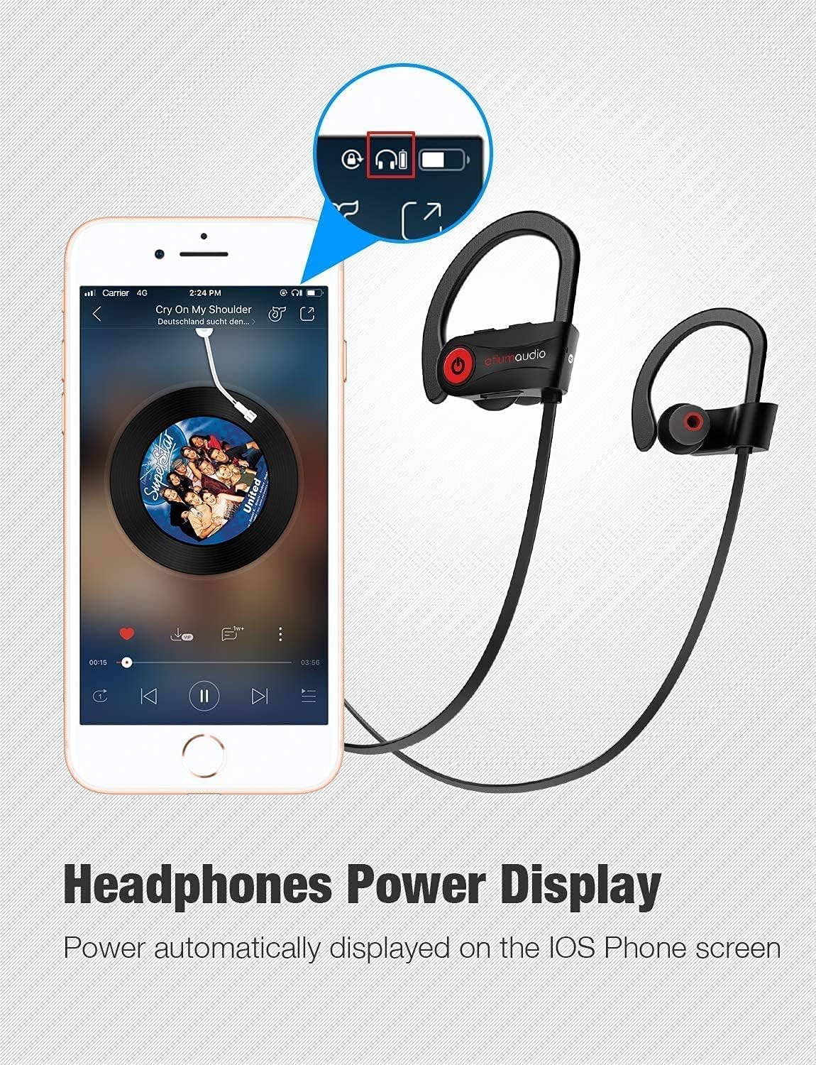 Bluetooth 5.3 Wireless Sport Earbuds IPX7 Waterproof Headphones Mic 15H