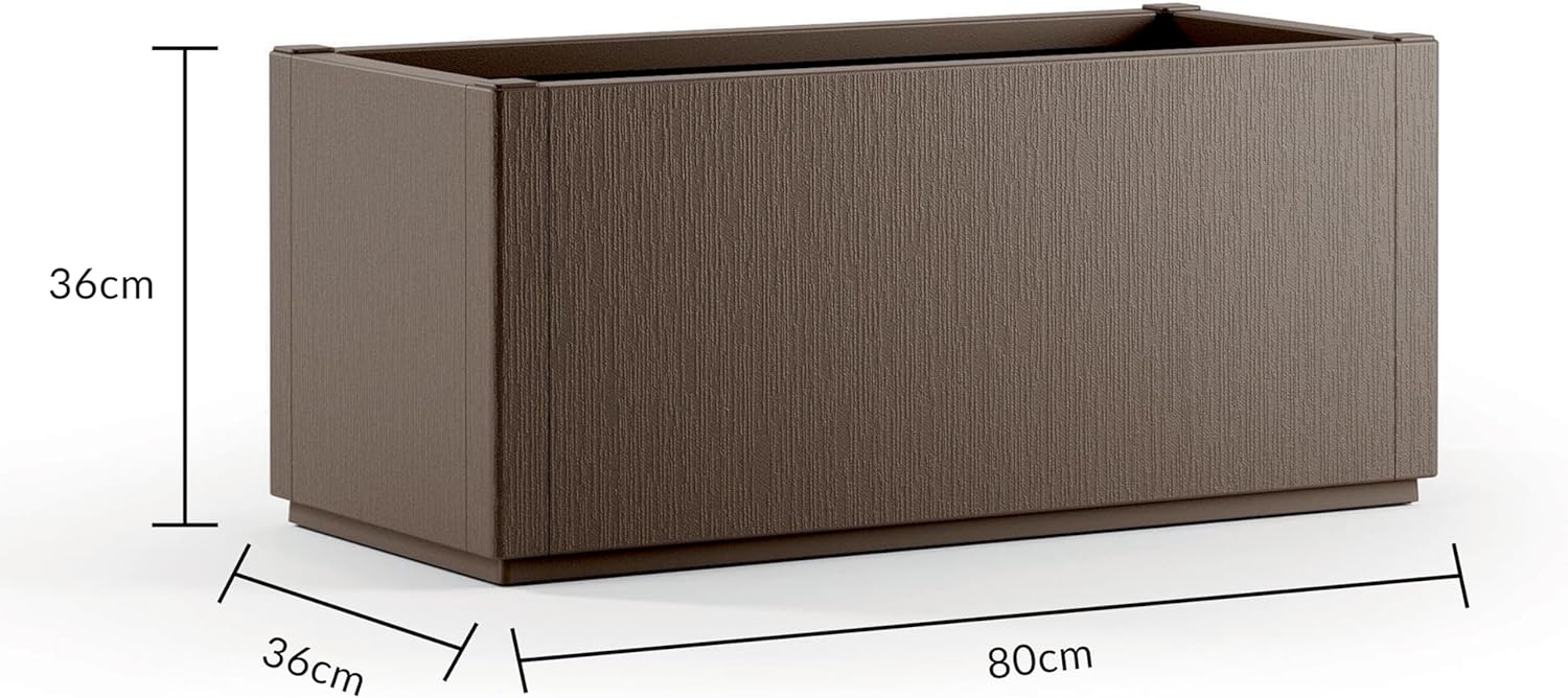 Set of 4 Large Garden Planters 80L Weatherproof Brown Pots