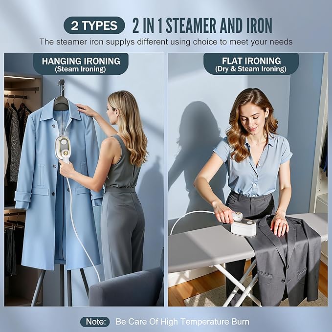 Mini Travel Garment Steamer 1200W Fast Heat 10s Handheld Iron