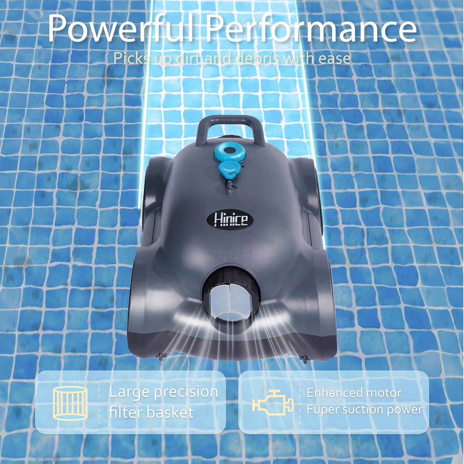 Cordless Pool Vacuum Robot 150min Runtime Auto Cleaner 2200SqFt