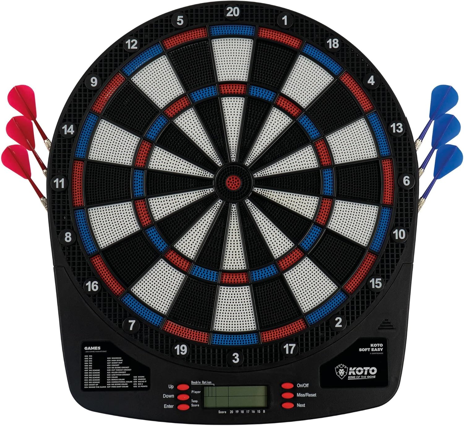 Electronic Dartboard Soft Tip 32 Games 590 Modes 6 Darts Compact