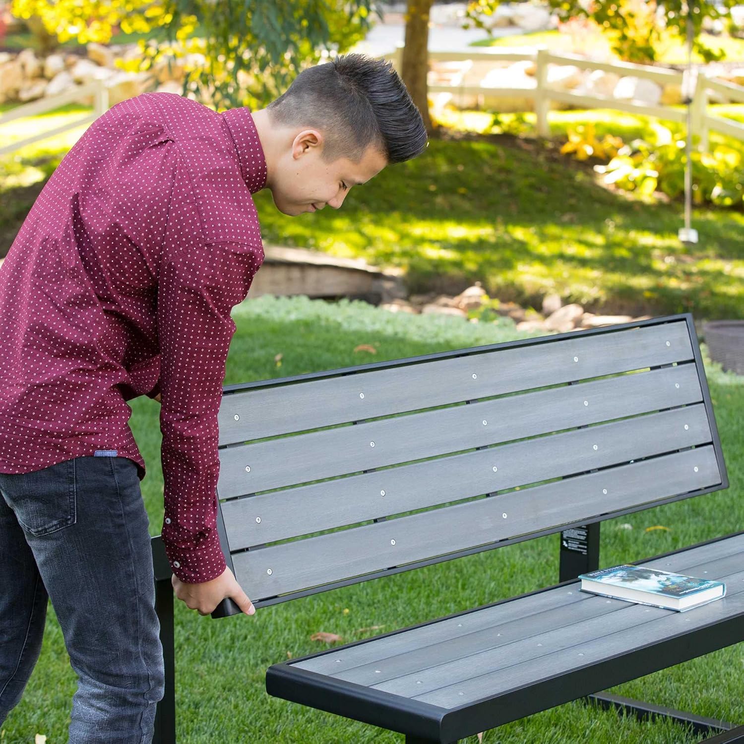 Convertible Bench to Table Outdoor Picnic Seat Weather Resistant Gray