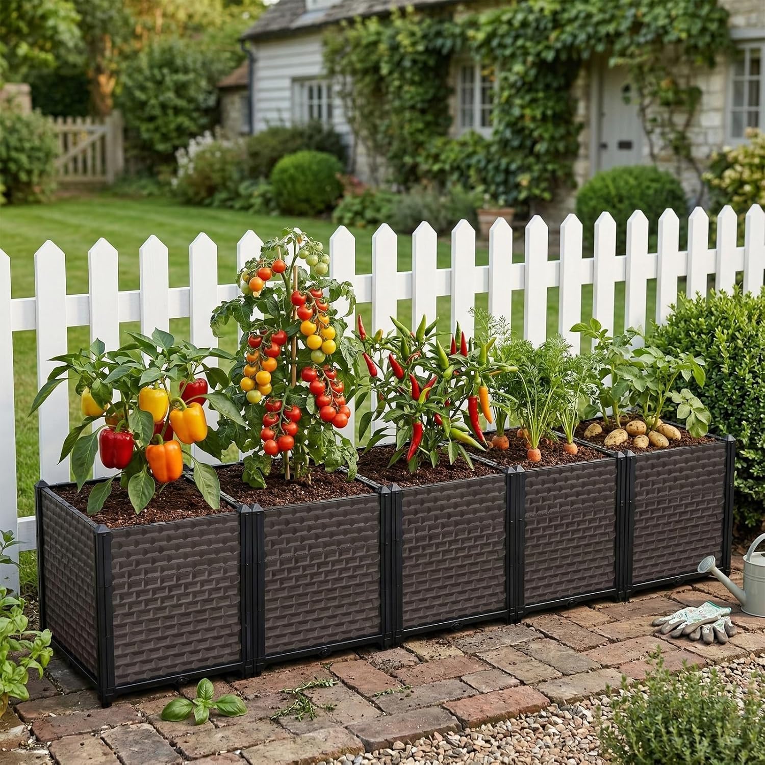 Raised Garden Bed 5 Pack Self Watering Deep Planter Box 50cm