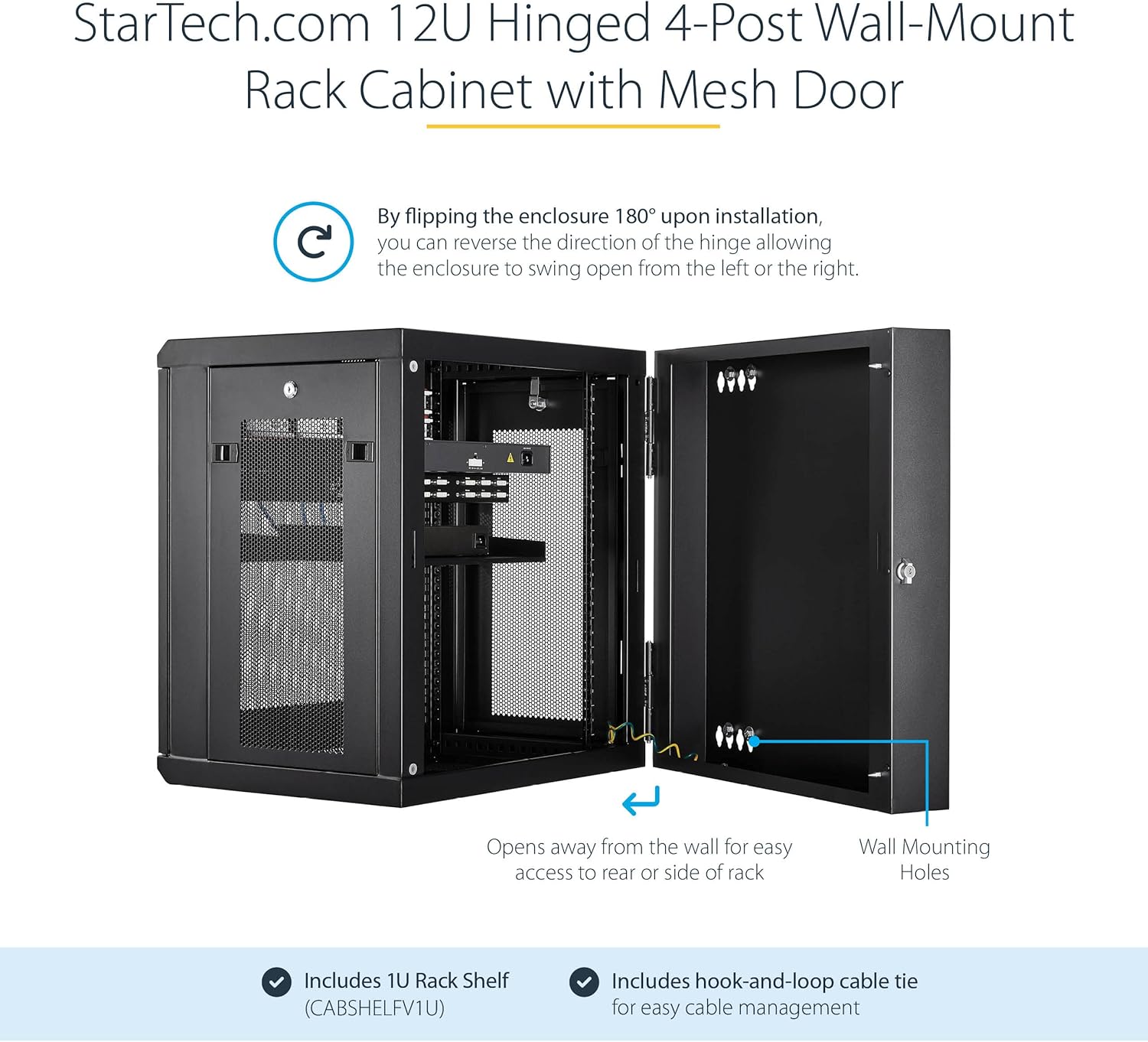 12U Wall Mount Network Cabinet 19in Lockable Rack