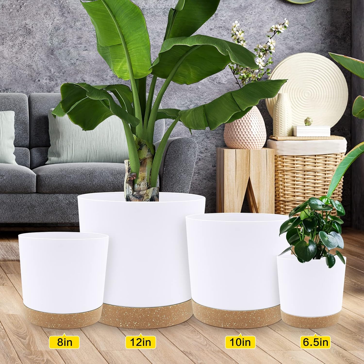 Large 30.5cm Plant Pots 2 Pack Indoor Outdoor Planters Drainage Tray