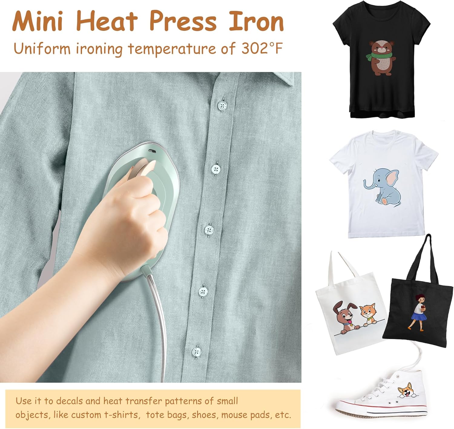 Mini Travel Iron Dual Voltage 300W Ceramic Soleplate Portable