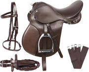 Brown Leather English Horse Saddle Tack Set 10 Inch