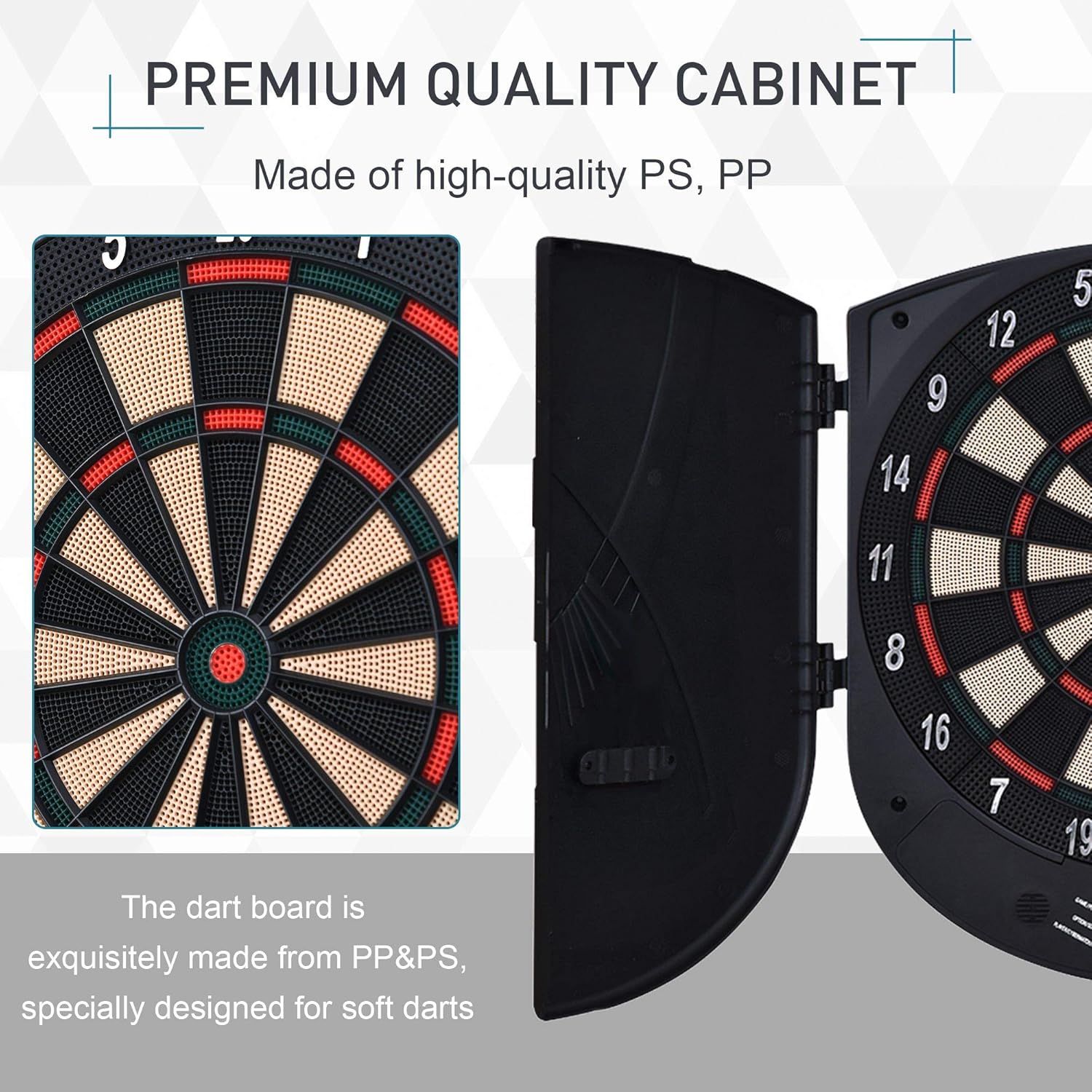 Electronic Dartboard Cabinet Set LCD Scoring 26 Games 6 Darts