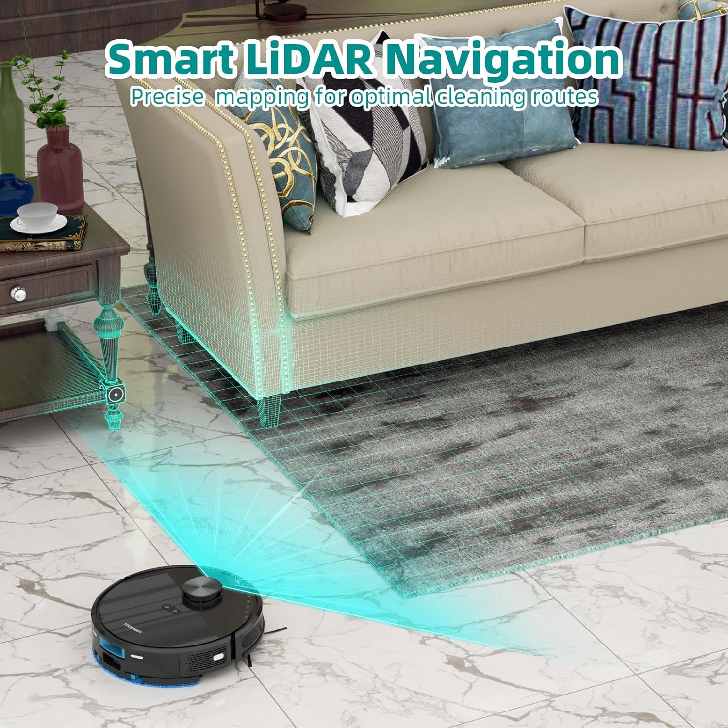 Robot Vacuum Mop Self Empty 4500Pa LiDAR WiFi Smart Clean