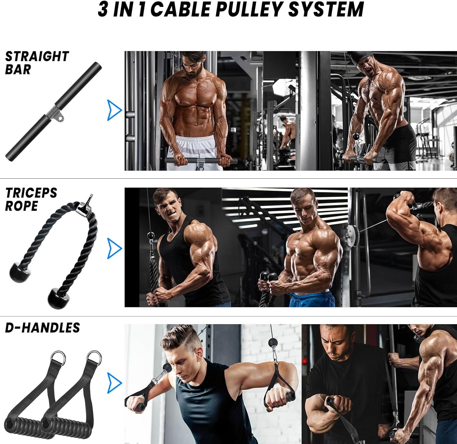 Dual Cable Pulley System Home Gym Lat Pulldown Tricep Bicep