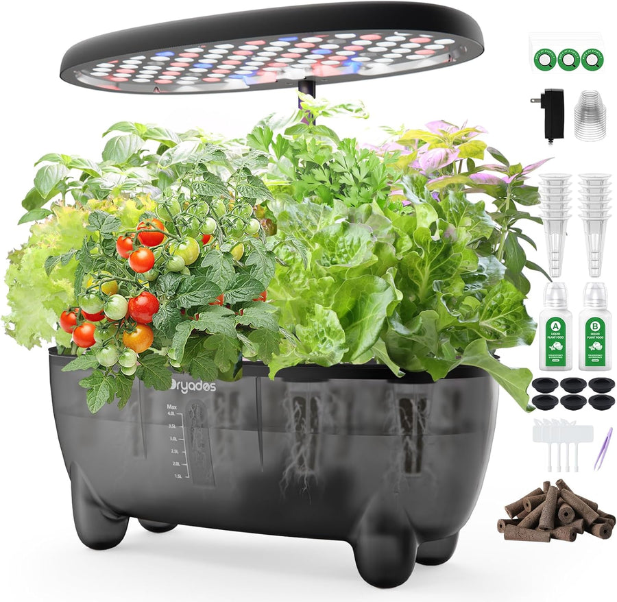 Hydroponic Growing System 12 Pods LED Indoor Herb Garden Black