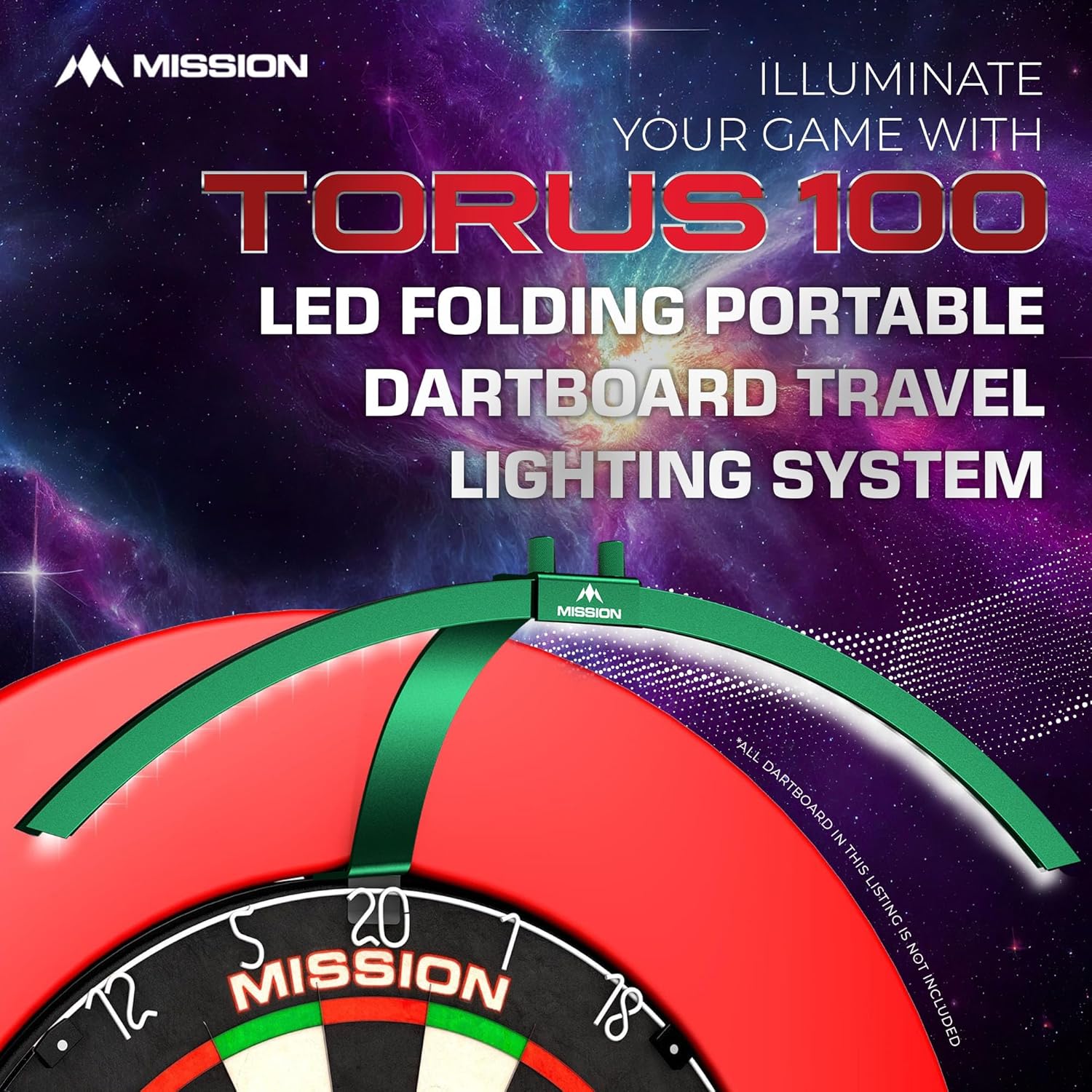 Portable Dart Board LED Light Folding Travel Lighting System Clip On