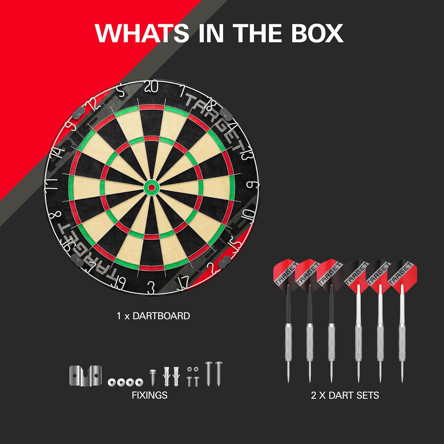 Bristle Dart Board Set Steel Tip Darts Staple Free Starter Kit