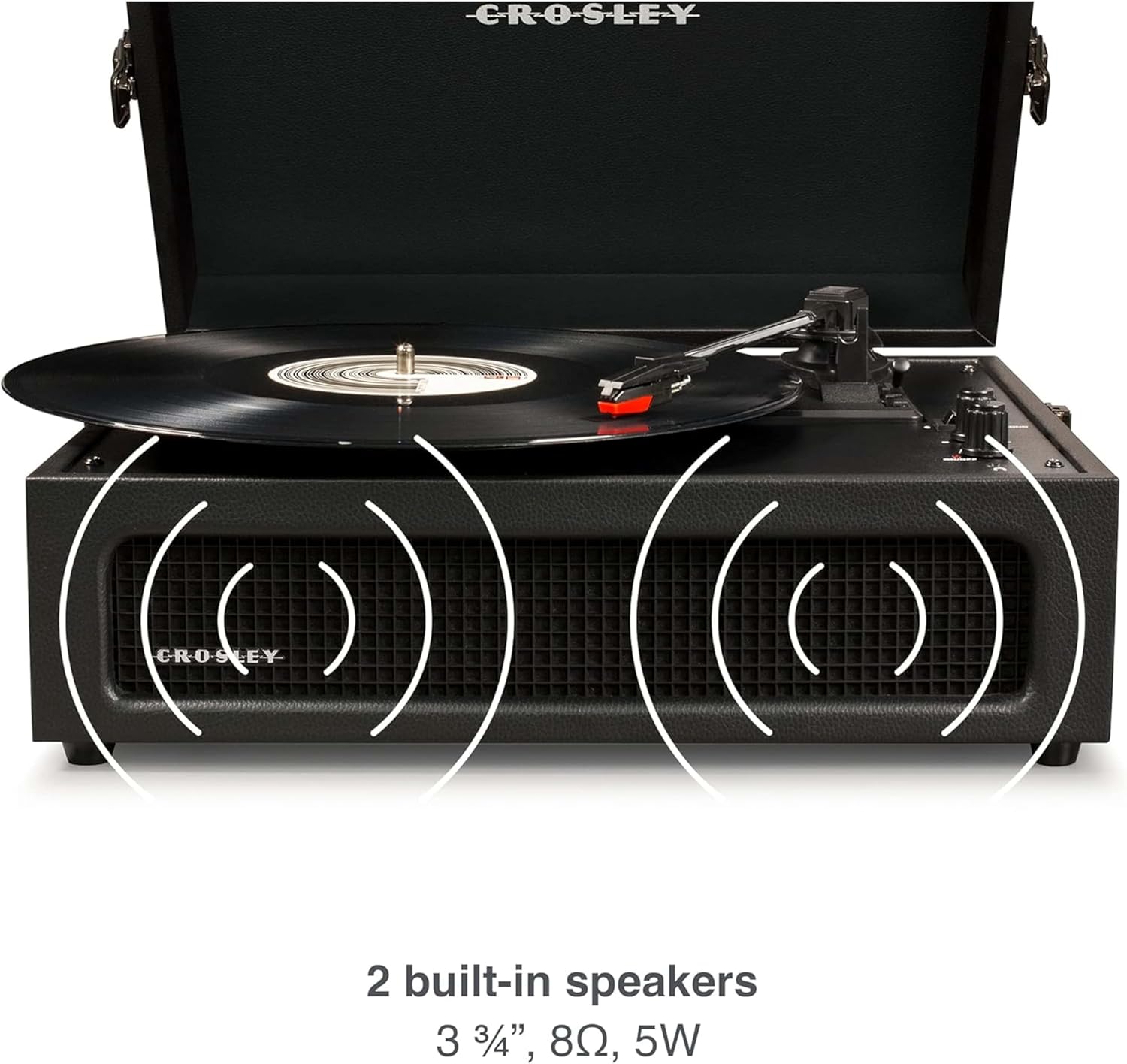 Portable 3-Speed Bluetooth Vinyl Record Player with Stereo Speakers and AUX
