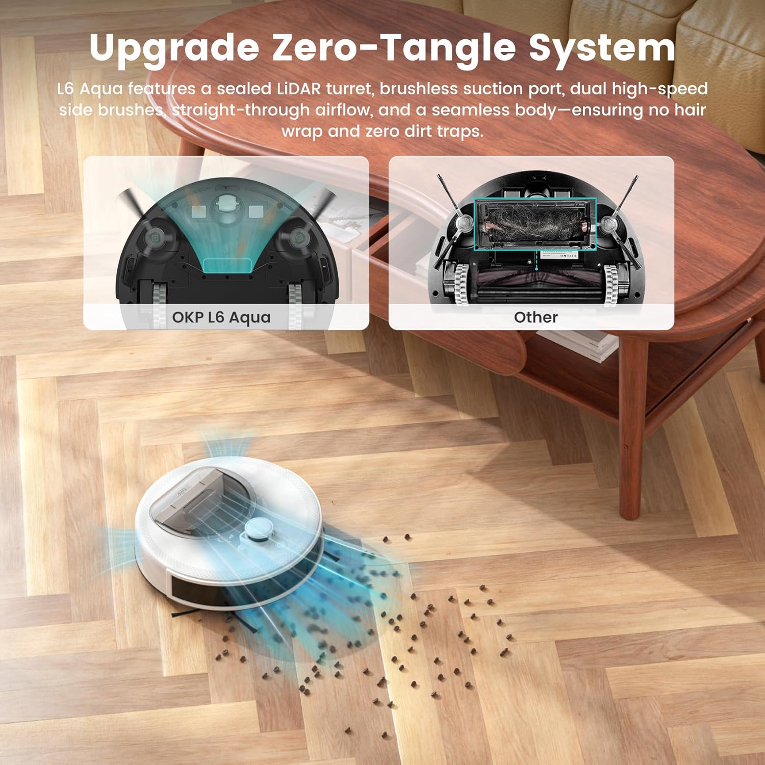 Robot Vacuum Mop 6000Pa Suction LiDAR Mapping WiFi App Alexa White