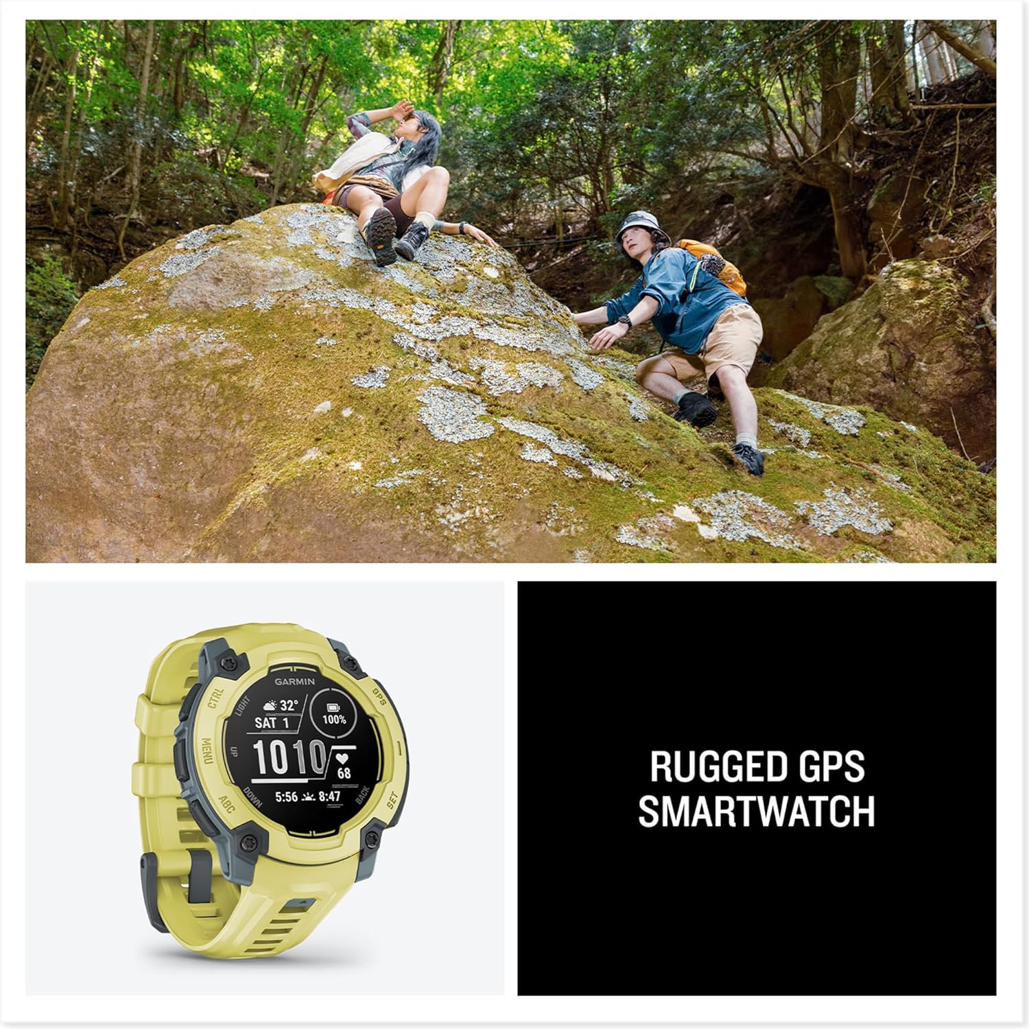 Rugged GPS Smart Watch 45mm Outdoor Fitness Tracker Lime