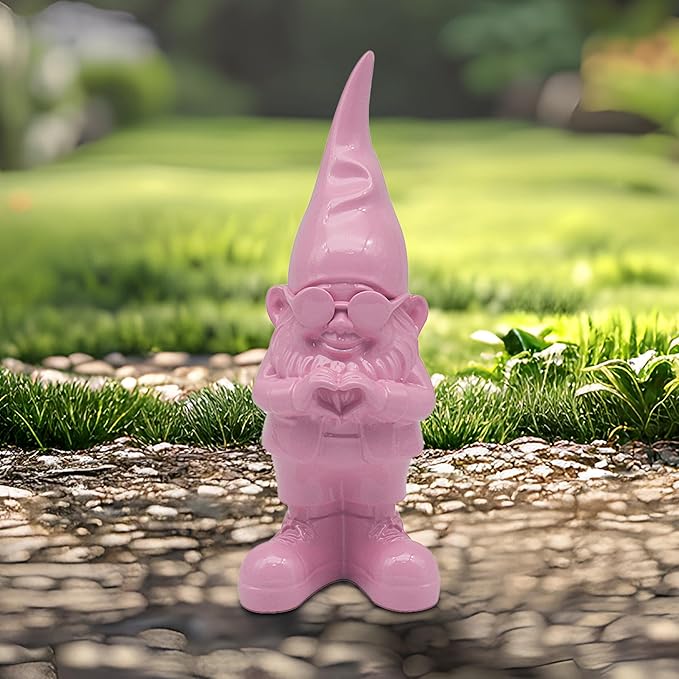 Love Heart Gnome Statue Pink 20cm Indoor Outdoor Home Decor