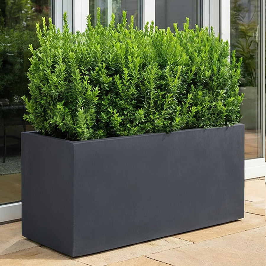 65cm Large Trough Planter Dark Grey Stone Effect Garden Pot