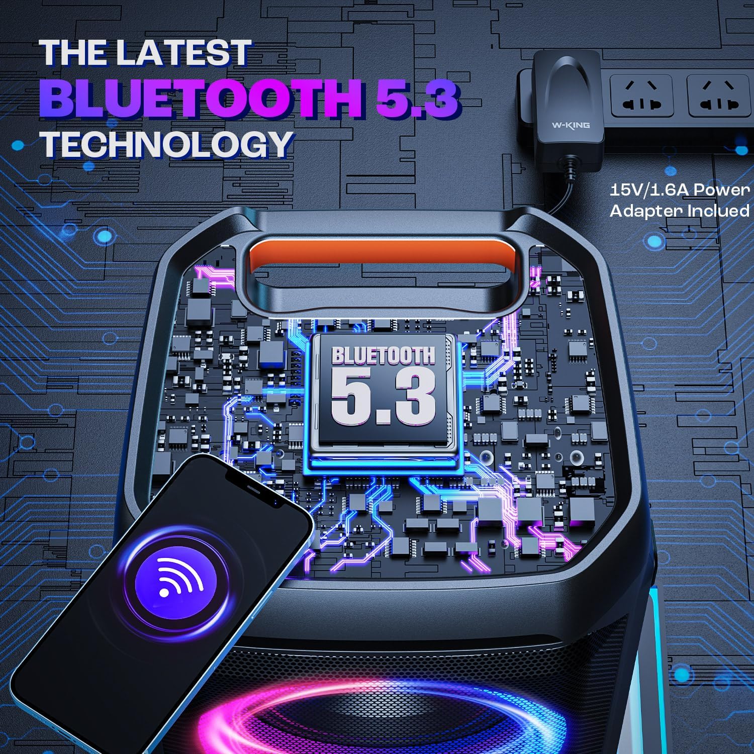 240W Bluetooth Party Speaker Loud Bass Waterproof 24H Playtime RGB