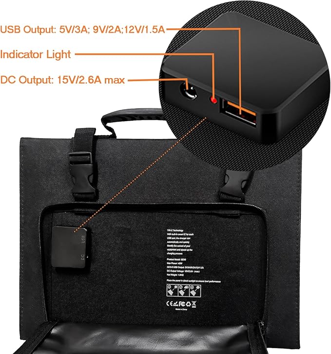 40W Foldable Solar Panel USB QC3 DC Portable Charger Camping RV