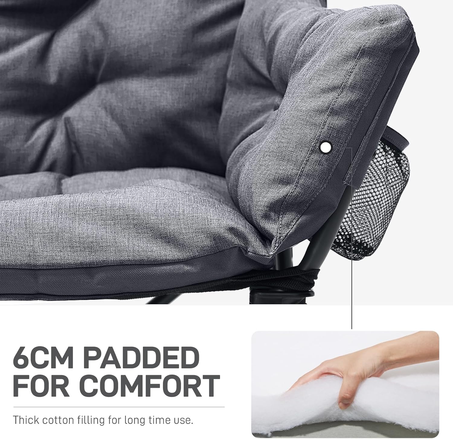 Double Camping Chair 400KG Oversized Folding Sofa Grey