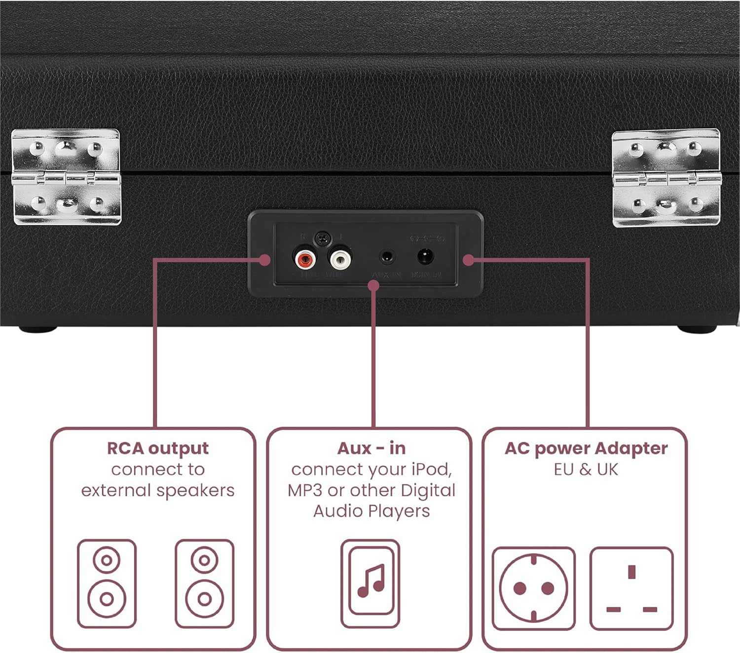 Portable Bluetooth Suitcase Record Player Black