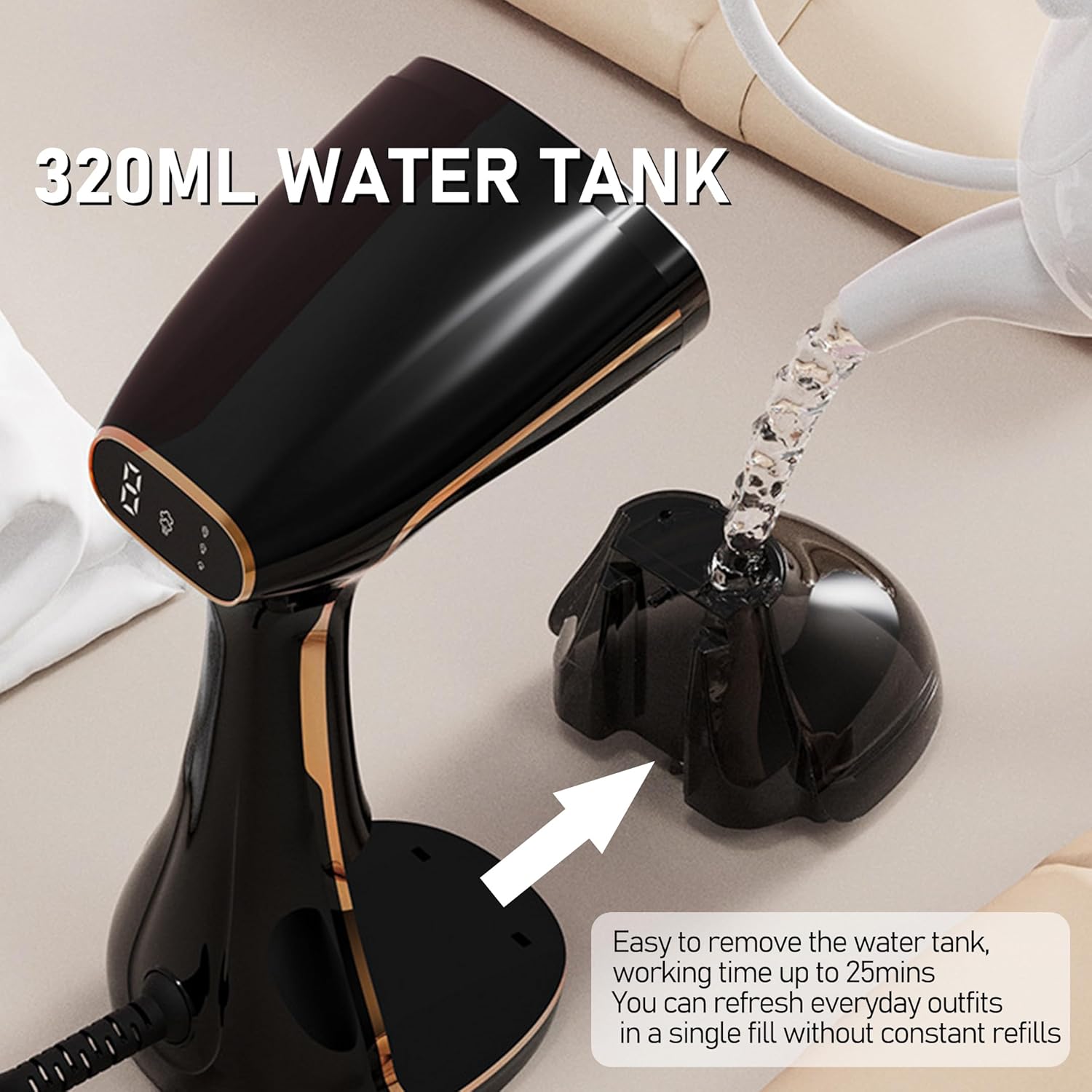 Handheld Garment Steamer 20s Fast Heat 320ml Portable Travel