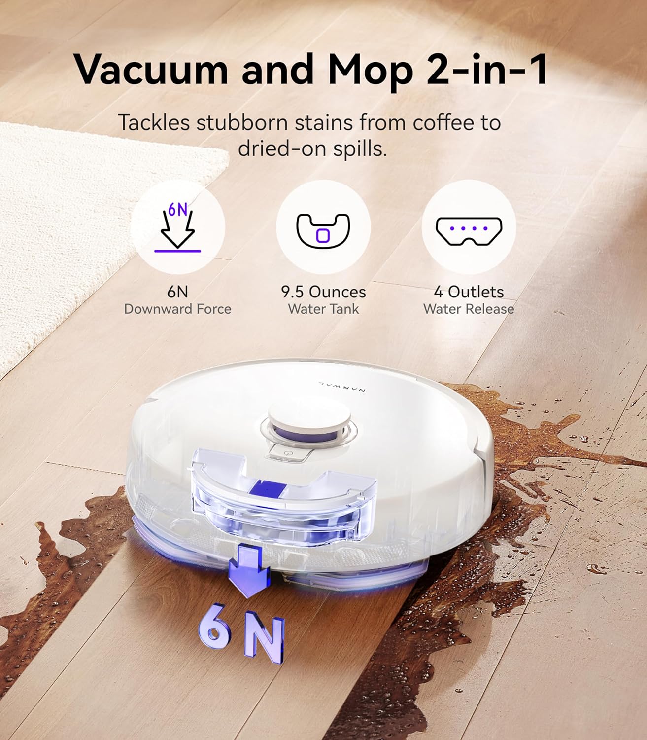 Robot Vacuum Mop Self Empty 7800Pa LiDAR Mapping Pet Hair Clean