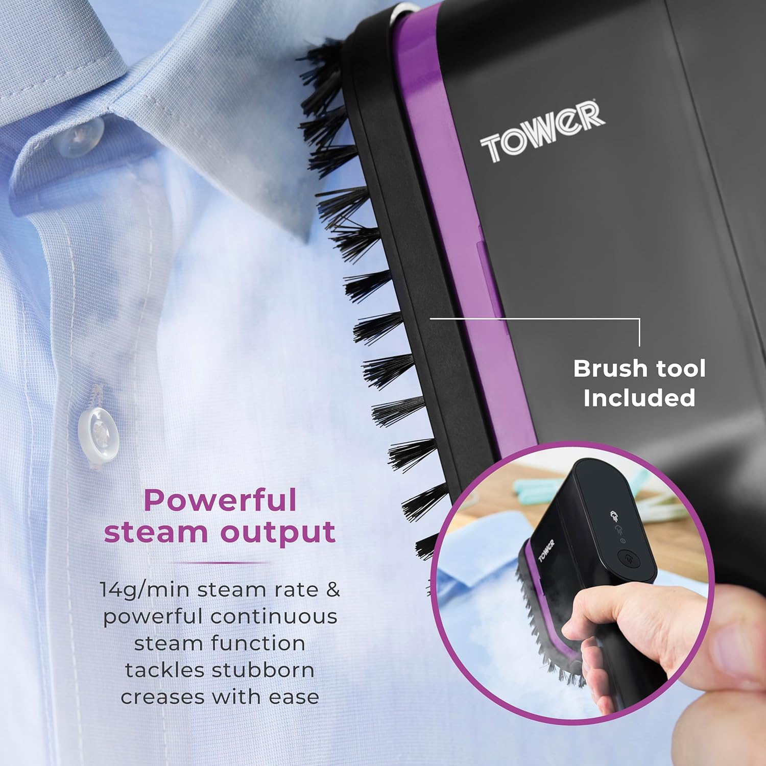 Handheld Clothes Steamer 1400W Ceramic Plate LED Fast Heat