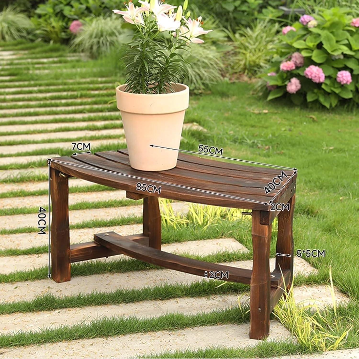 2 Seater Garden Bench Backless Outdoor Patio Park Seat White