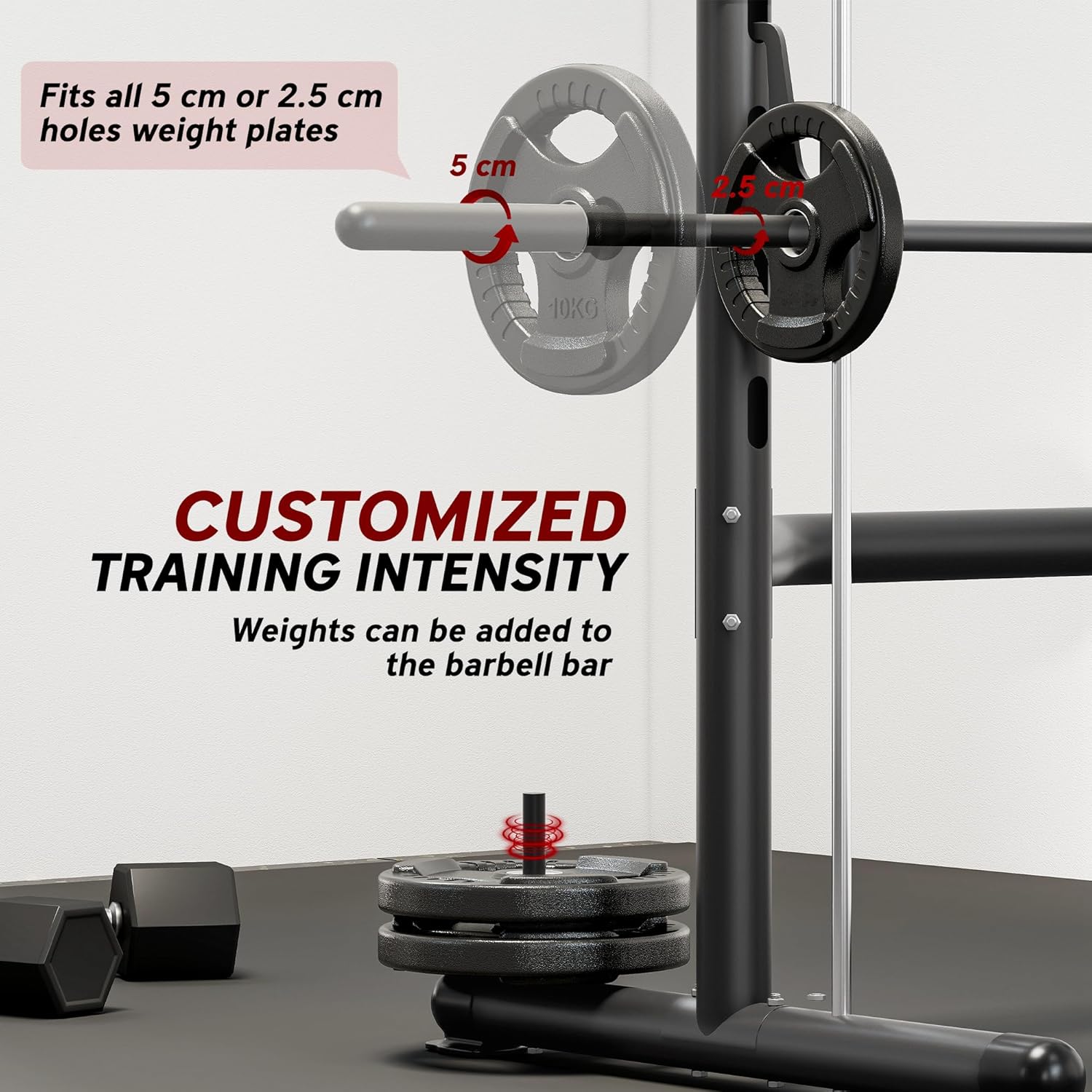 Smith Machine Squat Rack w Pull Up Bar Adjustable Barbell Stand Gym