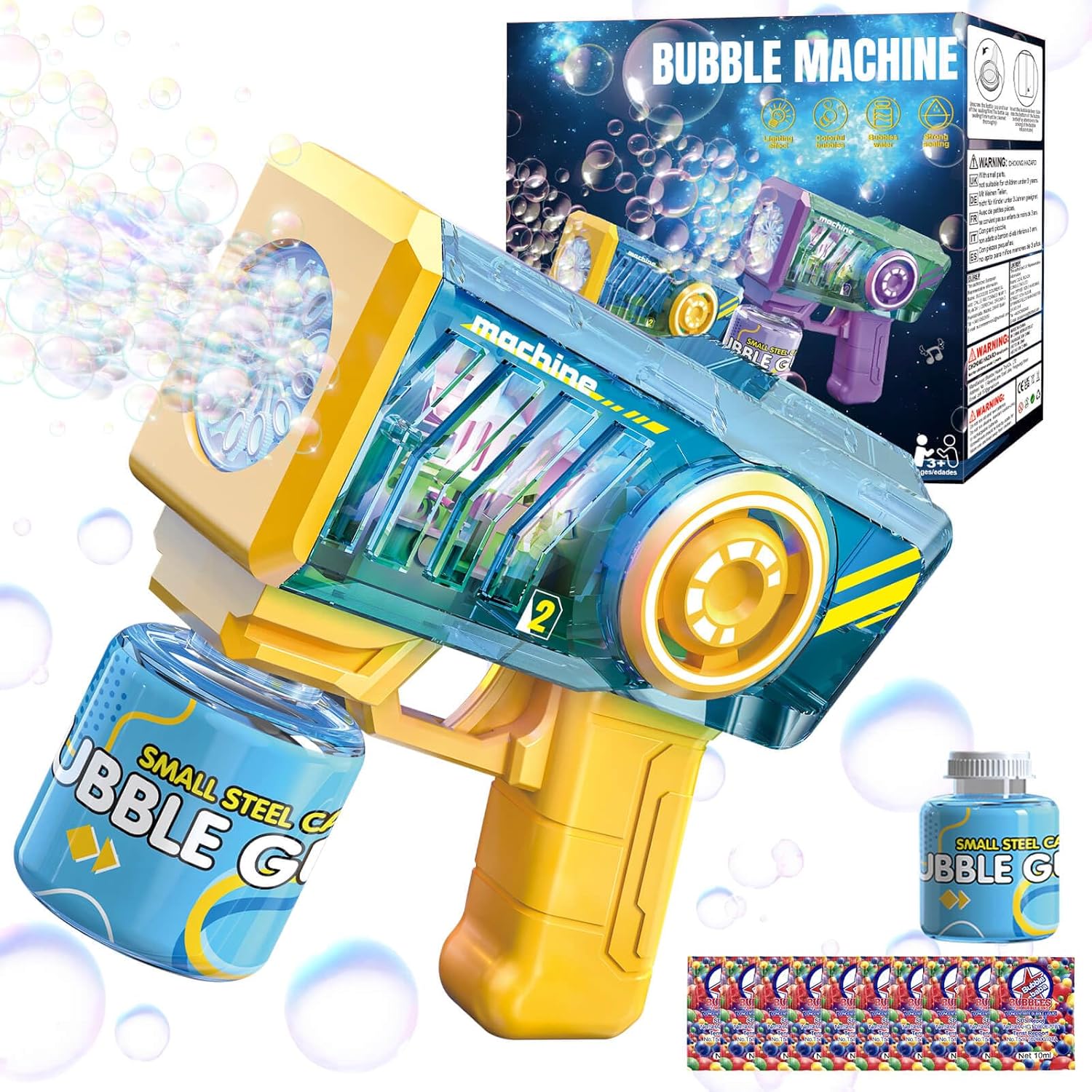 Bubble Gun RGB Light 5000 Kids Outdoor Party Toy Blue