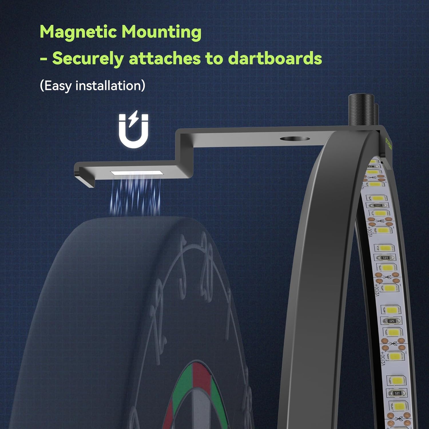 360 Dart Board LED Light Dimmable Magnetic Shadow Free Ring