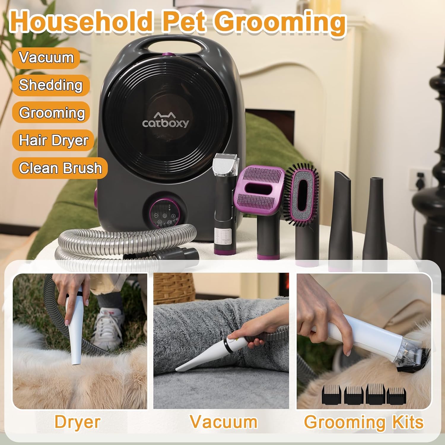 Pet Grooming Vacuum Dryer 15KPa 2.5L Fast Dry Kit