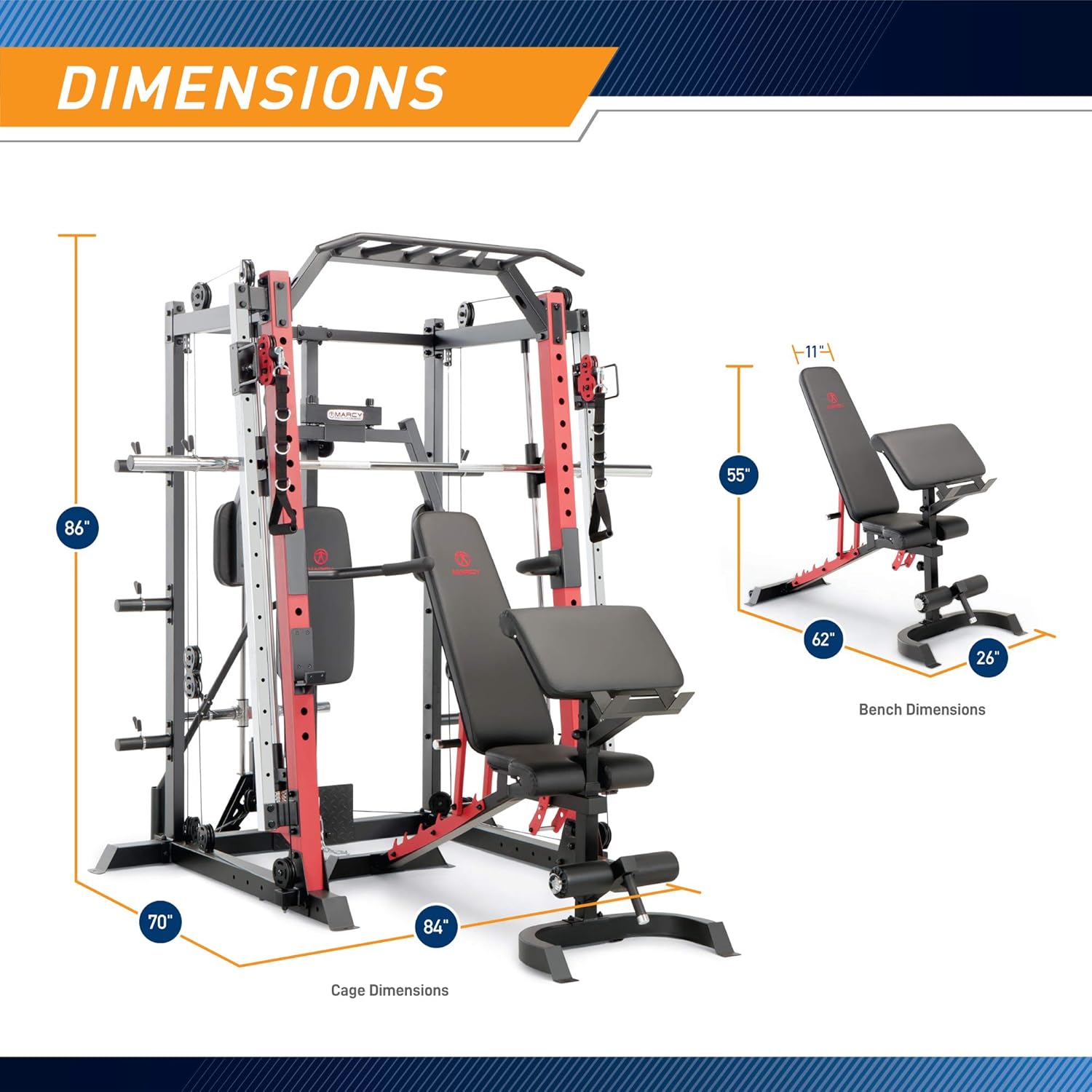Smith Machine Power Cage Home Gym Cable Crossover Rack Station