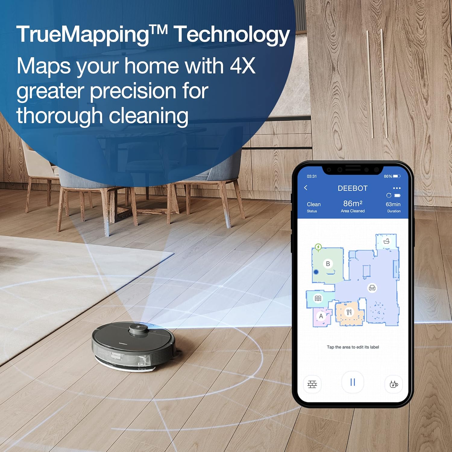 Robot Vacuum Mop 2600Pa LiDAR Mapping WiFi Smart Auto Clean